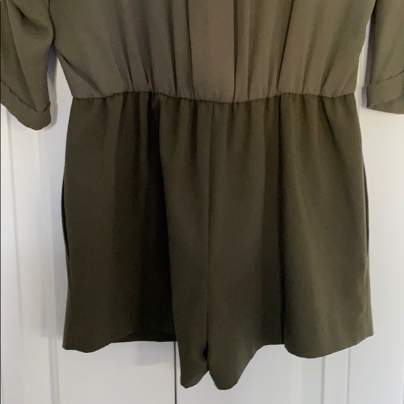 Army Green Military Inspired Mini Jumpsuit Dressy Romper - Picture 8 of 9